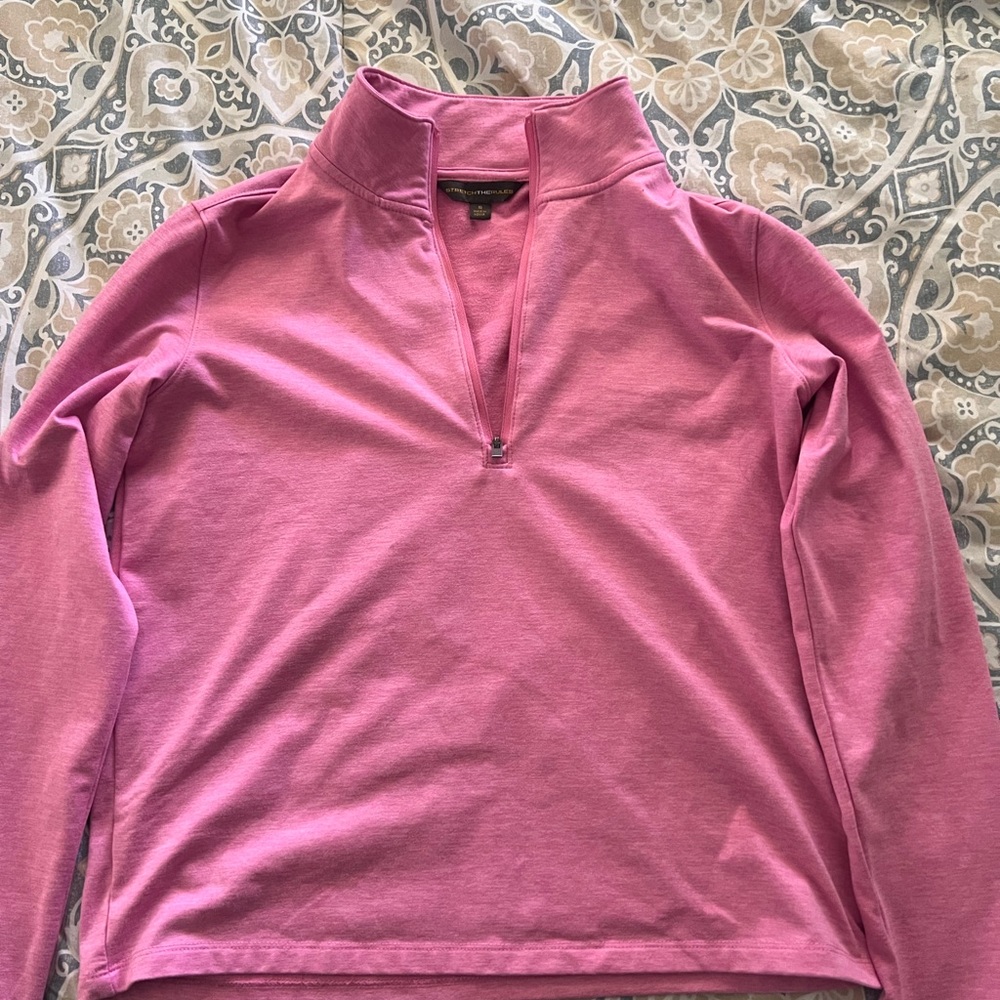 Pink Fitted Long Sleeve Polo Sweatshirt